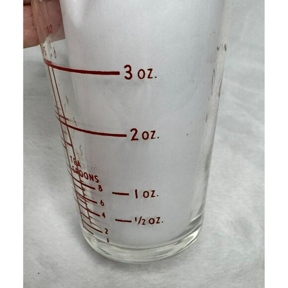 Vintage Massengill Co. Livitamin Liquid Capsules Measuring Glass  3 Oz Clear Red - Picture 5 of 8